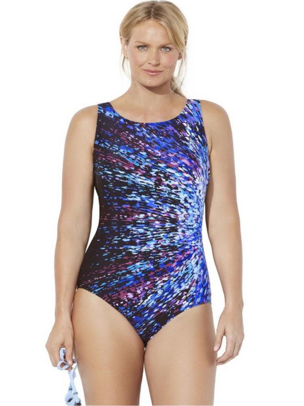💙NWT Swimsuits For All Black Starburst Print High Neck One-Piece Swimsuit 22💙